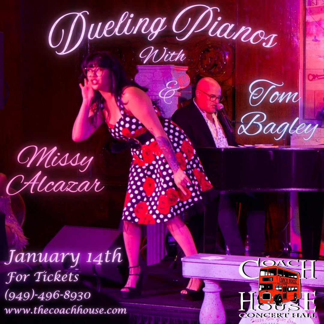 Tom & His Dueling Pianos featuring Missy Alcazar perform at the Coach House on January 14